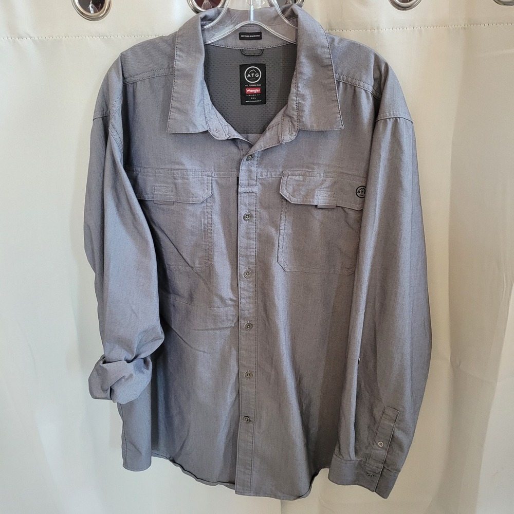 Wrangler ATG Mens Button Up Shirt XXL Stretch Hiking Utility Techwear 21635
